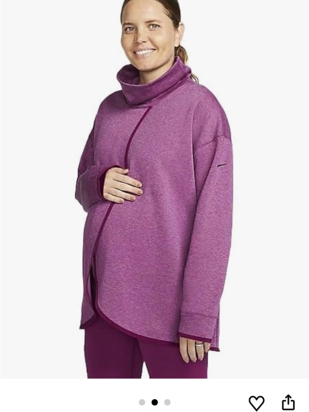 Nike Purple Cowl Neck Maternity Sweater
